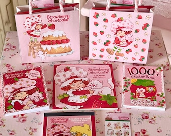 Miniature - Strawberry Shortcake FILLED GIFT BAG - Birthday Party Goodie Favor Bag - Choose 1/6 Scale or 1:12 Scale Miniature
