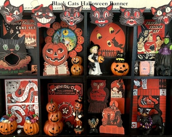 Miniature Vintage Halloween - Fortune Telling Spinners - Board Games - Standees - Figurines - Black Cat Garland - 1/6 & 1:12 Scale