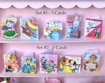 MOTHER'S DAY Greeting Cards - Vintage Prints - Available in 1/6 or 1:12 Scale Miniature