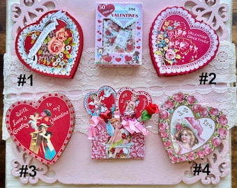 Handmade Decorative Sealed VALENTINE HEART CANDY Box - Gilded Victorian Vintage Retro - Choose 1/6 Scale or 1:12 Scale Miniature