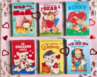 RETRO VALENTINES BOOKS - Decorative Coloring & Activity Book - Choose 1/12 or 1:6 Scale Miniature
