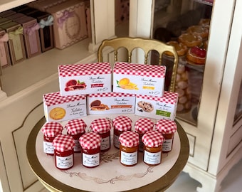 Miniature Bonne Maman Cookie Box & Jam Jars - 1/6 Scale or 1:12 Scale