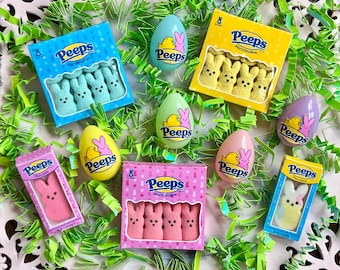 MINIATURE EASTER - Peeps Marshmallow Bunnies - Chocolate Bunny - Plastic Eggs - Basket Fillers - Choose 1:6 or 1/5 Scale Miniature