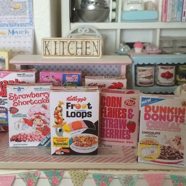 Retro VINTAGE CEREAL BOXES - Available in 1:12 Scale or 1/6 Scale Miniature