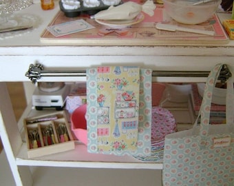 Set of 2 Kitchen Tea Towels - 1:6 Scale Miniature