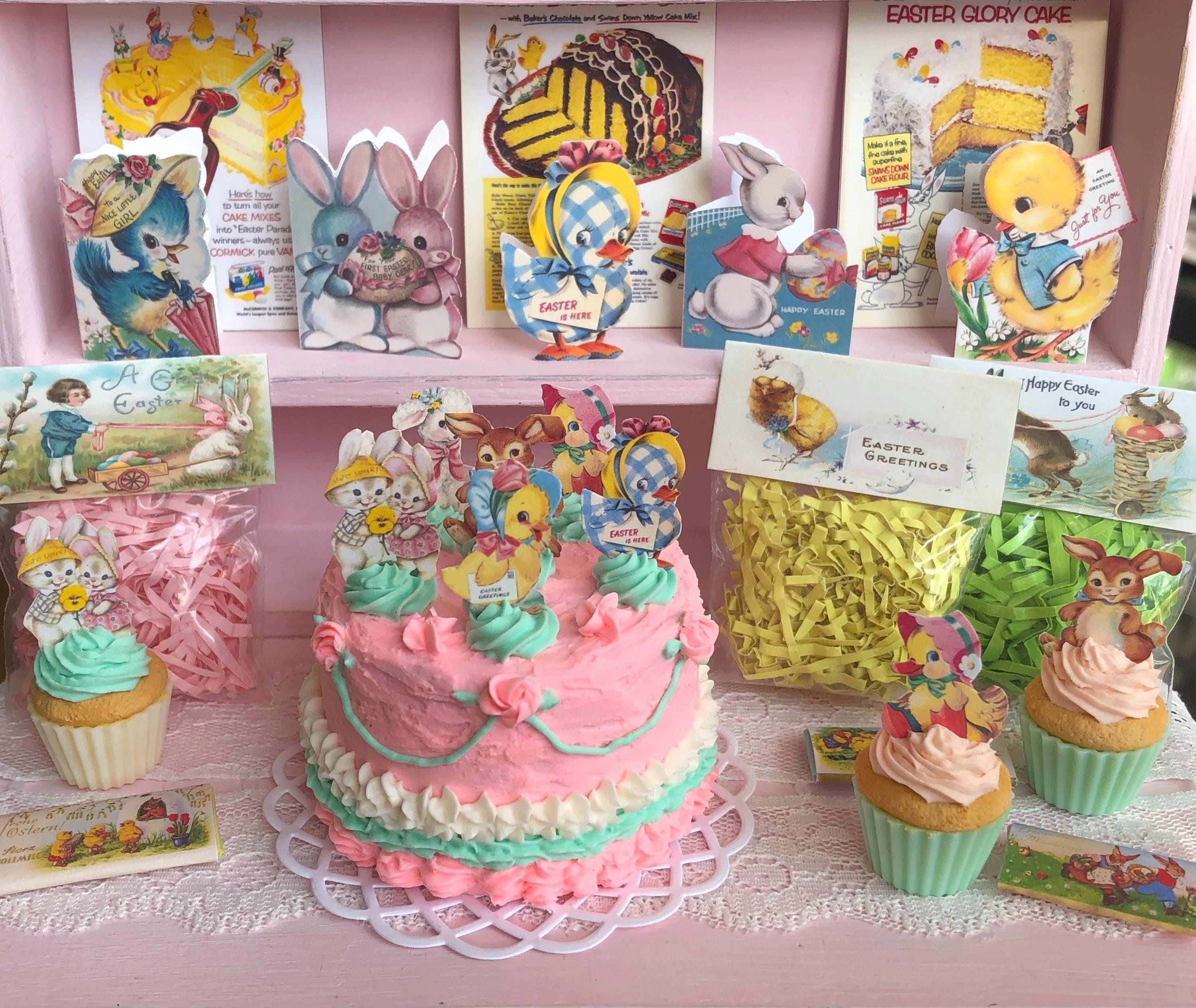 Easter Spring - Vintage Style Frosted Cake - 1:6 Scale Miniature ...