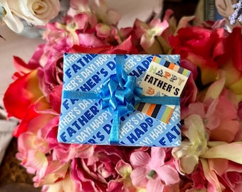 FATHER'S DAY Wrapped Present with Card - Choose 1/6 Playscale or 1:12 Scale Dollhouse Miniature