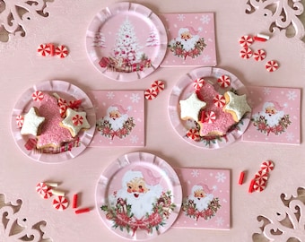 CHRISTMAS HOLIDAY Paper Plates & Napkins Garland - Set of 4 - Choose 1/12 Dollhouse or 1:6 Scale Miniature