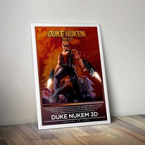 Duke Nukem 3D-poster | Duke Nukem-print | Gaming-posterafdruk | 4 kleuren | Videogameposter | Muurdecoratieposter | Grote posterafdruk