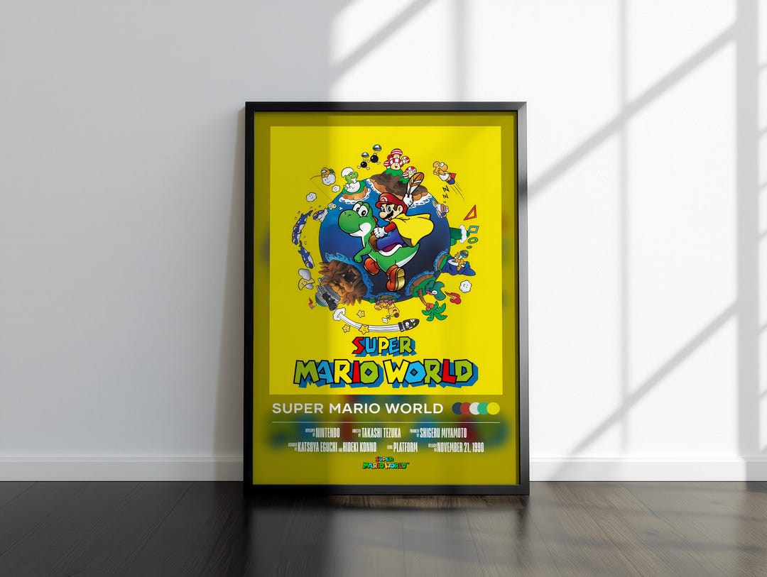 Super Mario World Poster | Super Mario Print | Gaming Poster | 4 Color ...