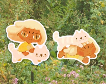 Vinylstickers met kat en meisje - geïllustreerd door Kaki House