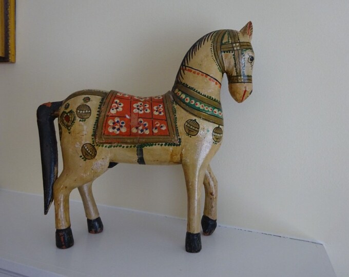 BEST Antique Painted Wooden Horse Folk Art Horse Folk Art Painted Wood