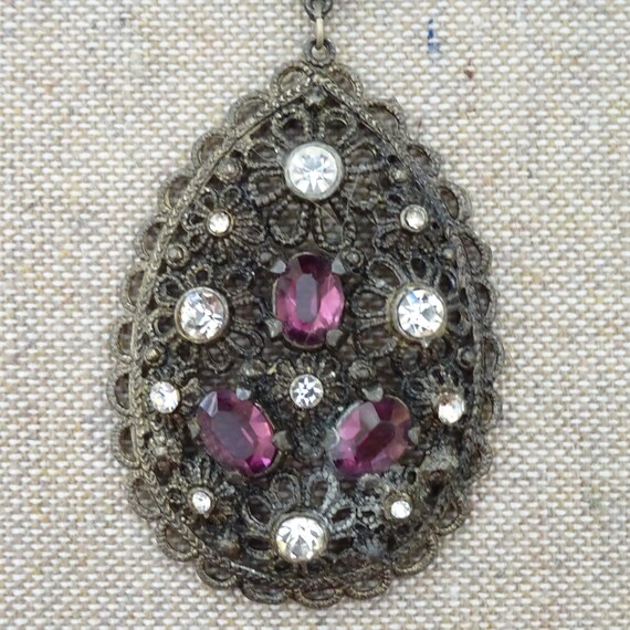 AMAZING Ornate Vintage Art Deco Purple Rhinestone 