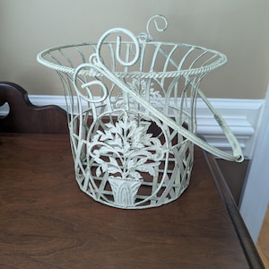 Vintage Planter - Tree of Life - Cottage SHABBY CHIC - Garden Plant Pot - Fruit Basket - Ornate Scrollwork