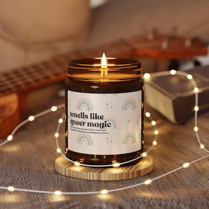 Smells Like Queer Magic Candle | LGBTQ+ Pride Gift | Soy Wax Rainbow Candle | Lesbian Gay Queer Home Decor | Self Care Gift for Her