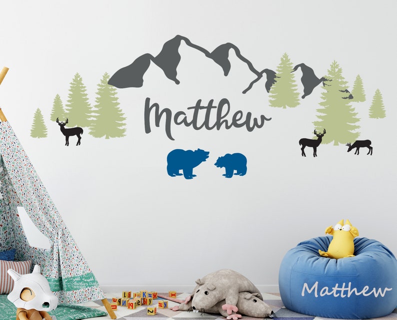 Mountains Wall Decal Nursery Boho Theme Nursery Wall Sticker Etsy