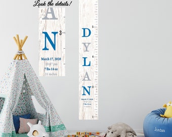 Personalized Baby Growth Chart: Canvas Wood Print, Nursery Decor