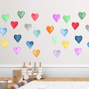 Fabric Wall Decal Hearts Nursery Wall decor Multi Colors