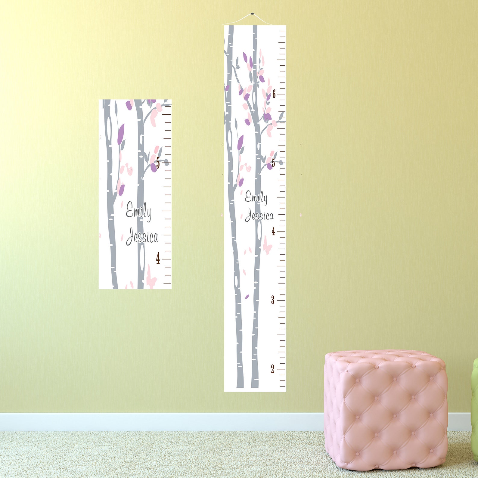 Personalised Canvas Growth Chart Girls Cherry Blossom Growth Etsy