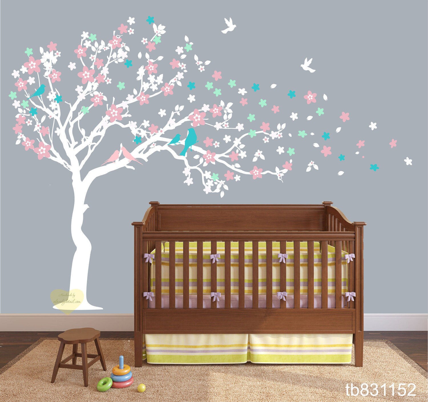 Nursery tree wall decal Cherry blossom Wall decal Wall Etsy