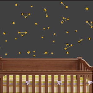 Gold Stars Constellations wall decals sky Wall Decal Gold 104 Stickers for any Room Milky Way Nursery