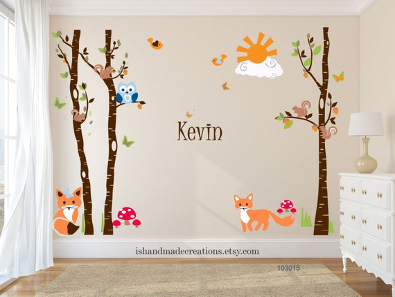 forest wall decal trees for nursery wall decal vinyl wall | etsy