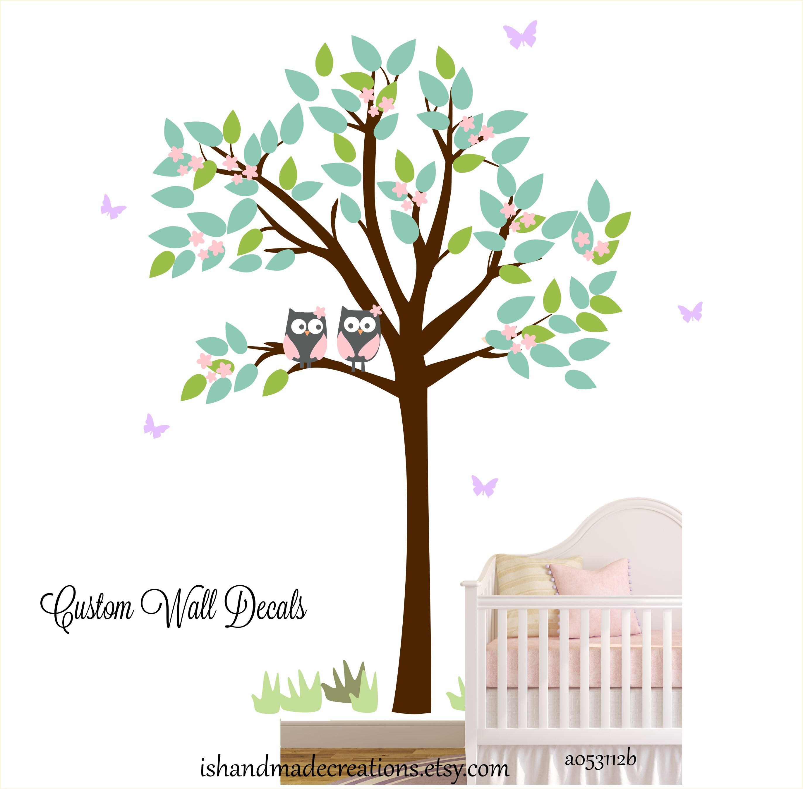 Nursery tree owl Wall decal white tree wall decal owl Etsy