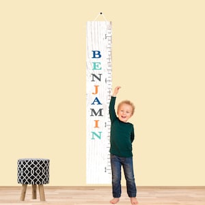 Groeigrafiek Gepersonaliseerd canvas op houtprint met naam Gepersonaliseerde groeigrafiek groot formaat - kinderdecor - groeigrafiek - baby