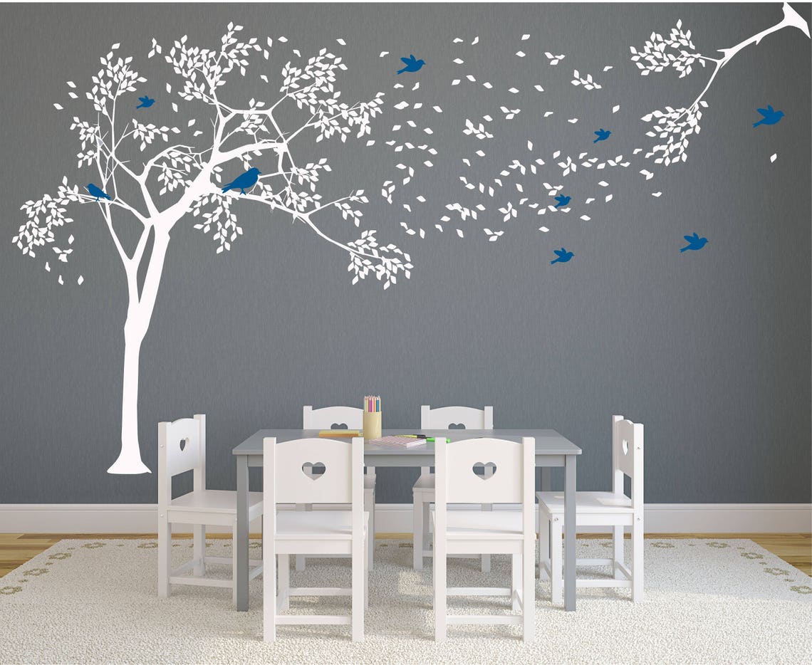 Nursery White Tree Decal Nursery Wall Decals Tree Wall Etsy