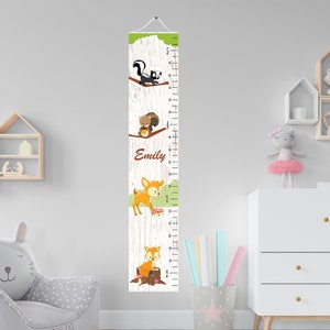 Woodland growth chart for kids Canvas height chart Size Chart Forest nature Themed  Nursery Art nursery room decor nature