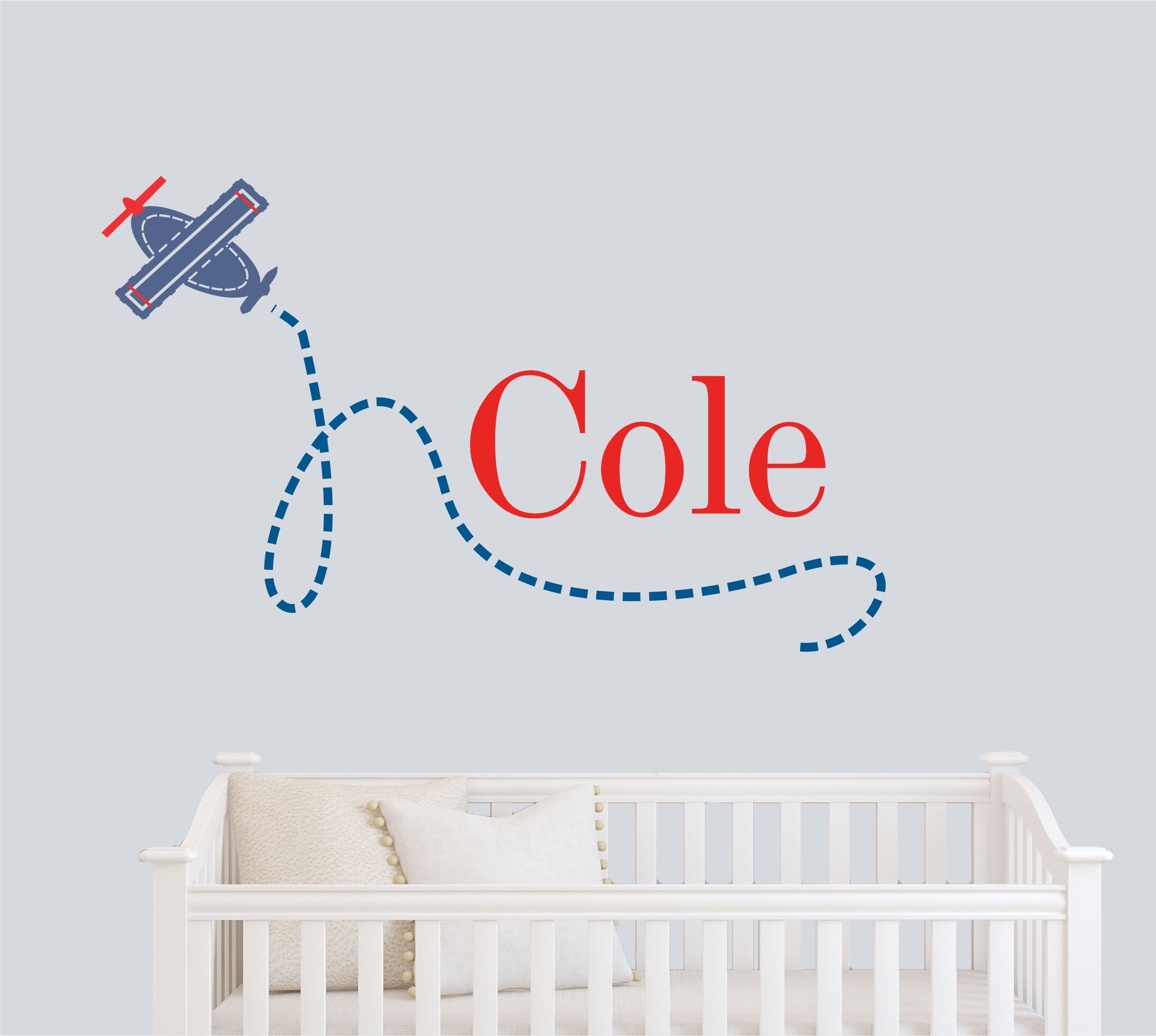 Vinyl Wall Decal Airplane theme Personalized Initial Name Etsy