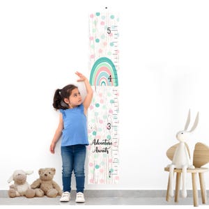 courbe de croissance personnalisée arc-en-ciel courbe de croissance pour enfants rose sarcelle - oeuvres d'art pour chambre de bébé