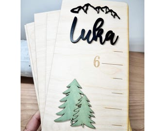 Personalized Growth Chart Ruler Wood Mountains Bear