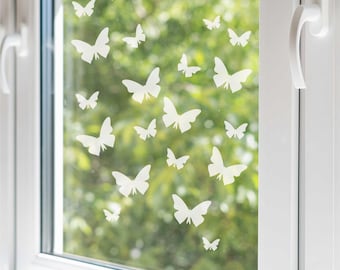 Frosted Butterfly Window Decal Set: Etched Vinyl Home Decor