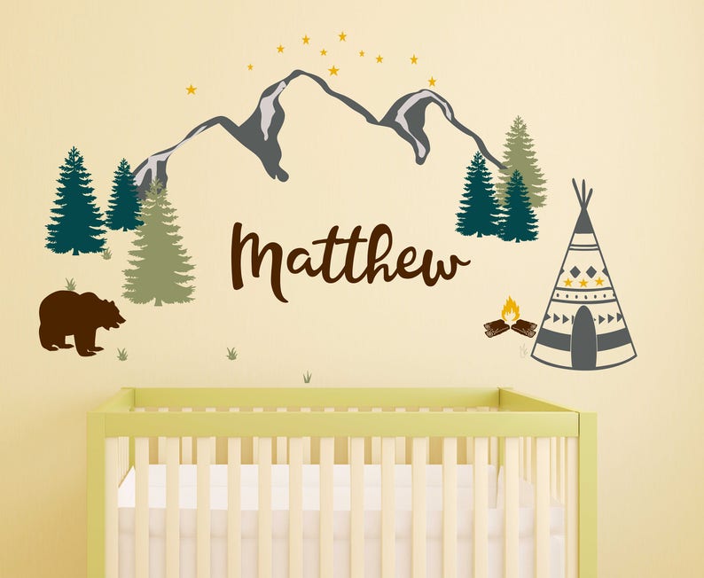 Personalized Woodland Nursery Decor Boy Boho Wall Decor Wall Etsy