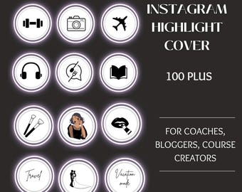 Stylish Instagram Highlight Covers, 100 Minimal Aesthetic Black and White Story Highlights IG Icons for Social Media Branding