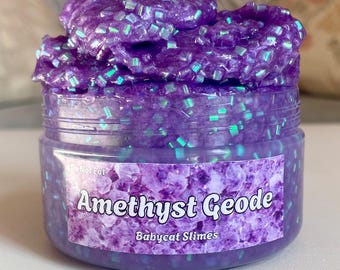 Purple Bingsu Slime: "Amethyst Geode" Crunchy ASMR Sensory Toy
