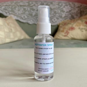 Spray activador para fijar slime pegajoso - mezcla de bórax antiadherente en botella con pulverizador de 50 ml