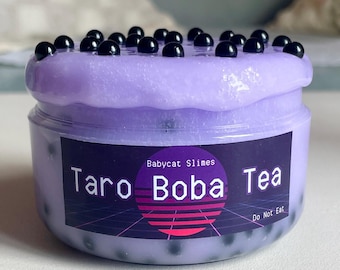 Taro Boba Tea Slime: Scented Purple Bubble Tea with Tapioca Pearls