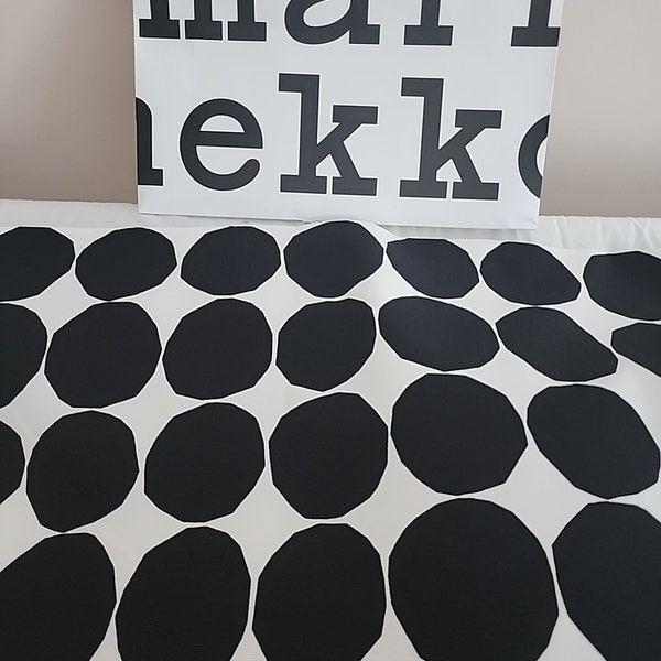 New Marimekko Cotton Fabric-Iconic Finnish Bold Graphic Black and White Kivet Print 1956 Designer Fabric