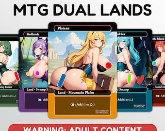 Dual Lands, Printable MTG Proxy Dual Lands, MTG Waifu Proxy, Big Butts Waifu Cards, Mtg Dual Lands, Digital Mtg Anime, Sexy Waifu, MATURE