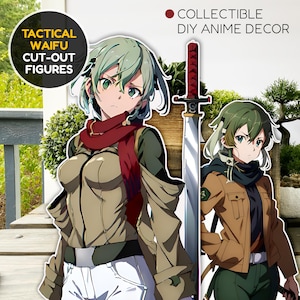 Anime Figur, Taktisches Waifu druckbare Anime-Aufsteller Figuren, Waifu Otaku Geschenk, digitales Manga-Dekor, Waifu Merch, digitale Anime Merch Art