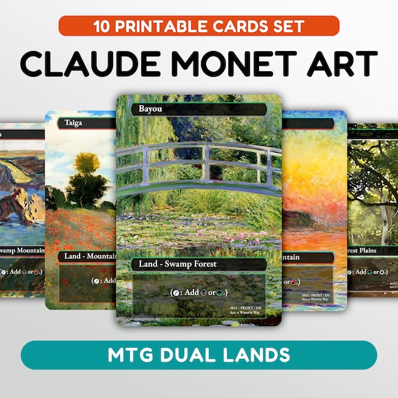 Dual Lands Cards, Printable MTG Proxy Dual Lands, MTG Claude Monet