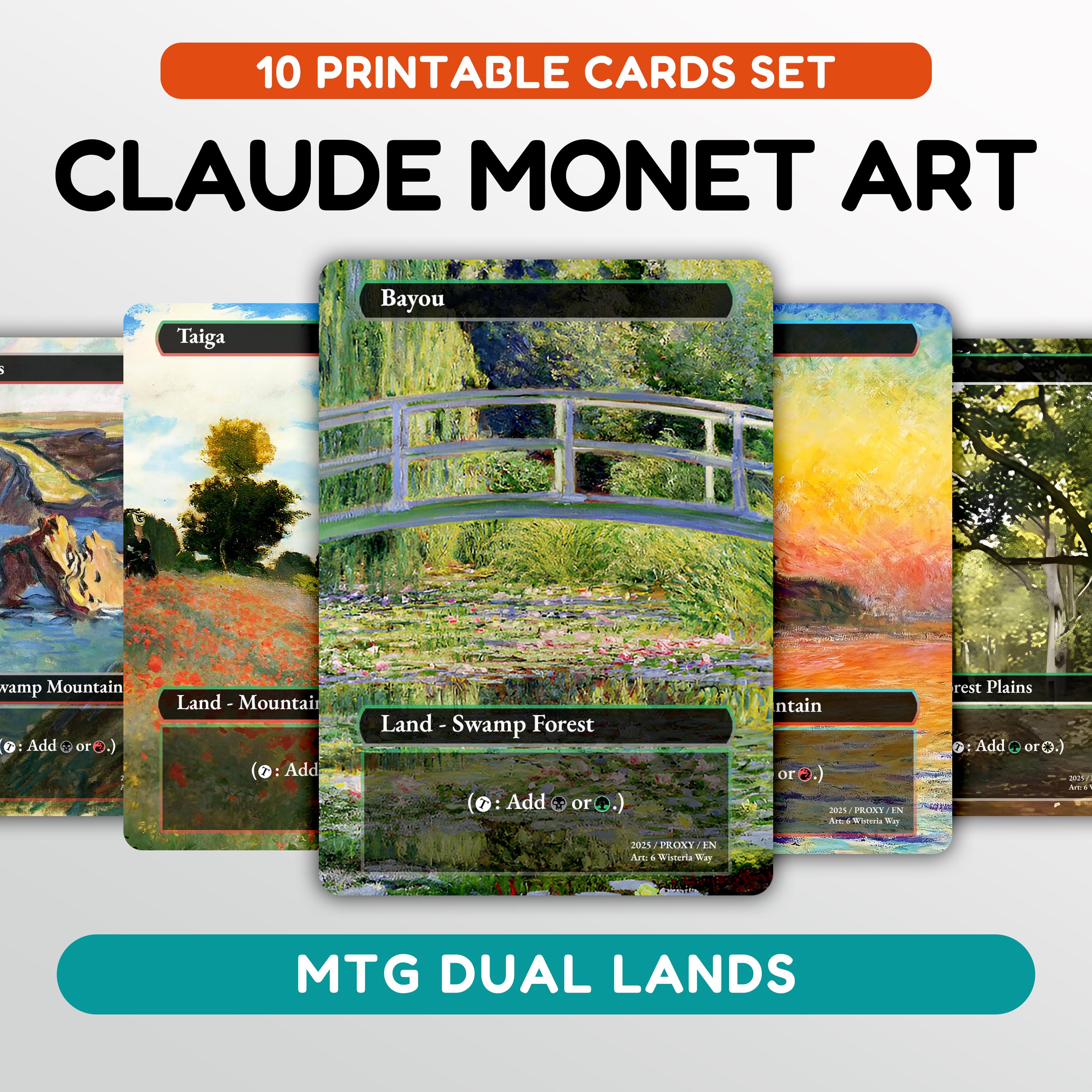 Dual Lands Cards, Printable MTG Proxy Dual Lands, MTG Claude Monet