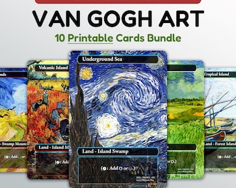 Dual Lands Karten, druckbare MTG Proxy Dual Lands, MTG Van Gogh Kunst Proxy, Mtg Dual Länder, digitale Mtg Full Art Karten, EDH, digitaler Download