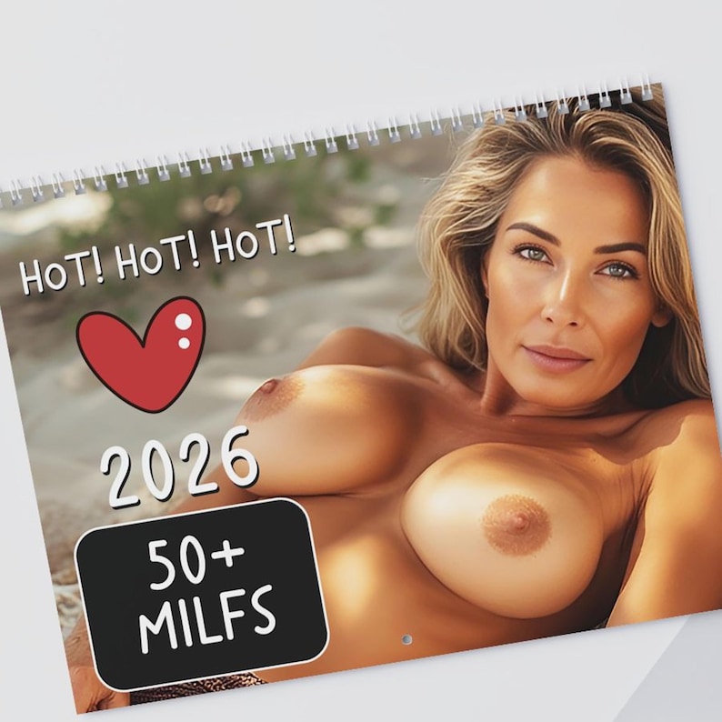 2026 Waifu Calendar With 50+ Women, Suntanned Sexy MILFs On The Beach, Artistic NSFW Busty MILF Wall Calendar, Mature 21