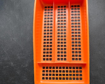 Vintage MCM 1960s Deka Plastics #193 Orange Utensil Holder Organizer Tray NJ USA