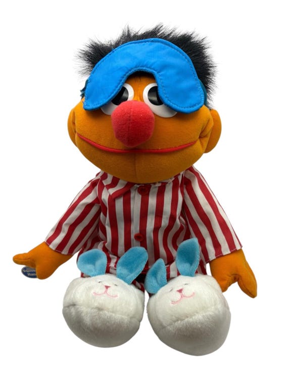 1996 Tyco Sesame Street Sing & Snore Ernie | Working Plush Pajamas