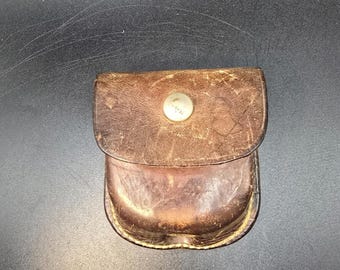 Vintage Leather Compass CASE Aged Patina Leather Watch Band Strap Material