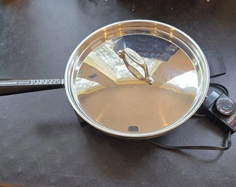 Vintage Faberware 12" Electric Skillet 310-B Fry Pan Stainless Steel Works!